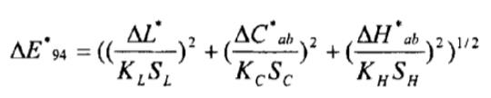 CIE94色差公式计算式